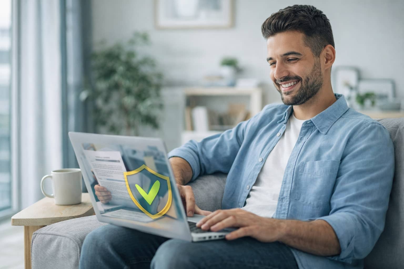 Persona realizando un trámite de tránsito 100% virtual desde casa de forma segura y sin filas